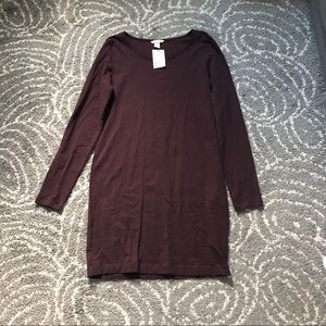 H&M Wine Long Sleeve T-Shirt Dress - Size M